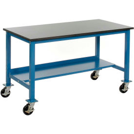 Global Industrial 237386A Global Industrial™ Mobile Lab Workbench, 72 x 36", Phenolic Safety Edge, Blue image.