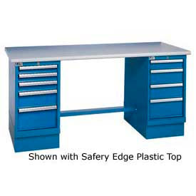 Global Industrial 253877 Global Industrial™ 72 x 30 Safety Maple Pedestal Workbench with 8 Drawers image.