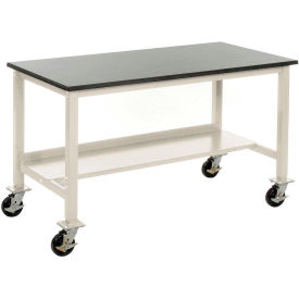 Global Industrial 253985TN Global Industrial™ Mobile Production Workbench w/ Stainless Steel Top, 72"W x 30"D, Tan image.