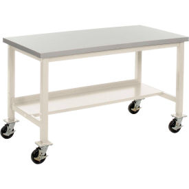 Global Industrial 253992TN Global Industrial™ Mobile Production Workbench w/ ESD Safety Edge Top, 60"W x 30"D, Tan image.