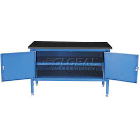 Global Industrial 253956BL Global Industrial™ Security Cabinet Bench w/ Phenolic Resin Safety Edge Top, 60"W x 30"D, Blue image.