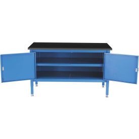 Global Industrial 253968BL Global Industrial™ Security Cabinet Bench w/ Phenolic Resin Safety Edge Top, 60"W x 36"D, Blue image.