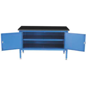 Global Industrial 253969BL Global Industrial™ Security Cabinet Bench w/ Phenolic Resin Safety Edge Top, 72"W x 30"D, Blue image.