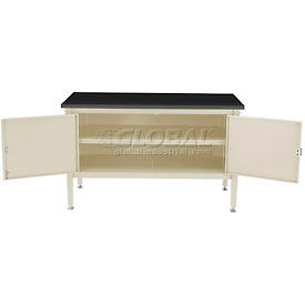 Global Industrial 253956TN Global Industrial™ Security Cabinet Bench w/ Phenolic Resin Safety Edge Top, 60"W x 30"D, Tan image.