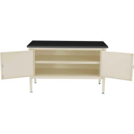 Global Industrial 253968TN Global Industrial™ Security Cabinet Bench w/ Phenolic Resin Safety Edge Top, 60"W x 36"D, Tan image.