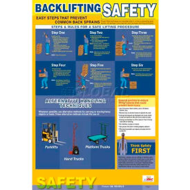 National Marker Company PST001 Poster, Back Lifting Safety, 24 x 18 image.