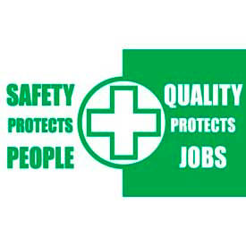 National Marker Company BT531 Banner, Safety Protects People Quality Protects Job, 3ft x 5ft image.