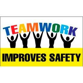 National Marker Company BT532 Banner, Teamwork Improves Safety, 3ft x 5ft image.