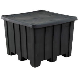 Rotational Molding, Inc. 02-307250 RMI Gaylord Pallet Container w/ Lid, 1200 lbs. Capacity, 50"L x 50"W x 36-1/2"H, Black image.