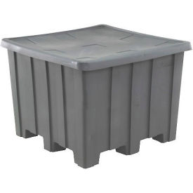 Rotational Molding, Inc. 02-307320 RMI Gaylord Pallet Container w/ Lid, 1200 lbs. Capacity, 50"L x 50"W x 36-1/2"H, Gray image.