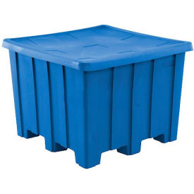 Rotational Molding, Inc. 02-307350 Rotational Molding Plastic Gaylord Pallet Container With Lid 02-307220 - 50x50x36-1/2, Blue image.