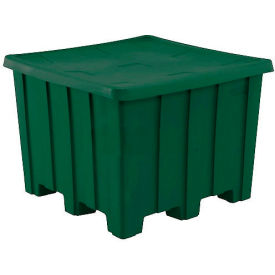 Rotational Molding, Inc. 02-307410 Rotational Molding Plastic Gaylord Pallet Container With Lid 02-307220 - 50x50x36-1/2, Green image.