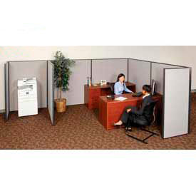 Global Industrial 236624GY Interion® Pre-Configured Office Cubicle, 8W x 8D x 72"H, Starter Kit, Gray image.