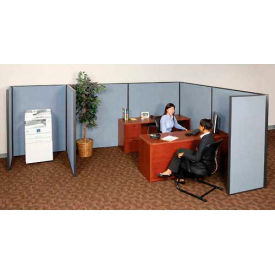 Global Industrial 236623BL Interion® Pre-Configured Office Cubicle, 8W x 8D x 60"H, Starter Kit, Blue image.