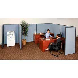 Global Industrial 236624BL Interion® Pre-Configured Office Cubicle, 8W x 8D x 72"H, Starter Kit, Blue image.