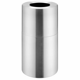 Global Industrial 240716 Global Industrial™ Aluminum Round Open Top Trash Can, 20 Gallon, Satin Clear image.