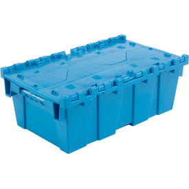Global Industrial 442218BL Global Industrial™ Plastic Attached Lid Shipping and Storage Container 19-5/8x11-7/8x7 Blue image.