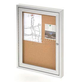 United Visual Products UV402 United Visual Products One-Door Outdoor Corkboard - 24"W x 36" image.