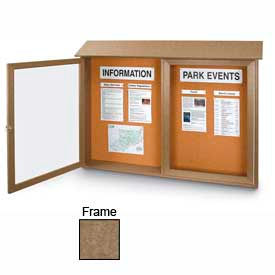 United Visual Products UVDD4530-WW United Visual Products Double-Door Outdoor Message Center - 45"W x 30"H - Weathered Wood image.