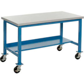 Global Industrial 249201A Global Industrial™ Mobile Lab Workbench, 60 x 24", Laminate Square Edge, Blue image.