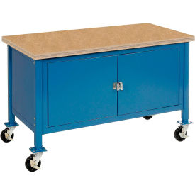Global Industrial 249210BL Global Industrial™ Mobile Cabinet Workbench - Shop Square Edge, 72"W x 30"D, Blue image.
