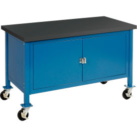 Global Industrial 249211BL Global Industrial™ Mobile Cabinet Workbench - Phenolic Resin Safety Edge, 60"W x 30"D, Blue image.