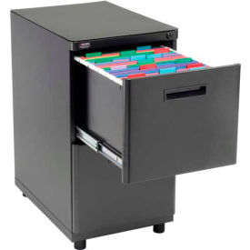 Global Industrial 240271 Interion® Pedestal File, 2 Drawers, 16"W x 20"D x 29"H, Black image.