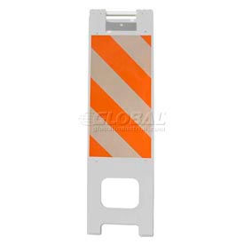 Plasticade Products 150WHITE-HT12EG-2 Plasticade Narrowcade Barricade Sign Stand 45"H With 2 Panel 2 Sheetings, White image.