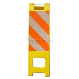 Plasticade Products 150YELLOW-HT12EG-2 Plasticade Narrowcade Barricade Sign Stand 45"H With 2 Panel 2 Sheetings, Yellow image.