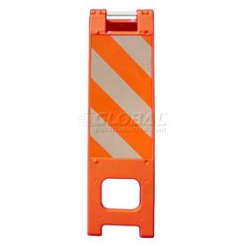 Plasticade Products 150ORANGE-HT12EG-2 Plasticade Narrowcade Barricade Sign Stand 45"H With 2 Panel 2 Sheetings, Orange image.
