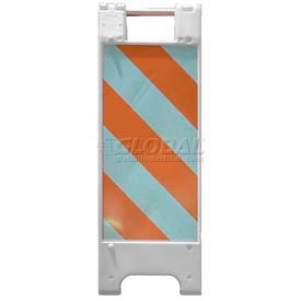 Plasticade Products 155WHITE-HT12EG-2 Plasticade Minicade Barricade Sign Stand 36"H With 2 Panel 2 Sheetings, White image.