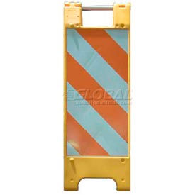 Plasticade Products 155YELLOW-HT12EG-2 Plasticade Minicade Barricade Sign Stand 36"H With 2 Panel 2 Sheetings, Yellow image.