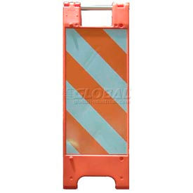 Plasticade Products 155ORANGE-HT12EG-2 Plasticade Minicade Barricade Sign Stand 36"H With 2 Panel 2 Sheetings, Orange image.