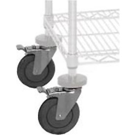 Quantum Storage Systems WR-00H Quantum WR-00H Caster Kit for Chrome Wire Shelving 4 Swivel with 2 Brakes image.