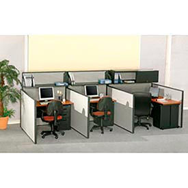 Global Industrial 240313GY Interion® Pre-Configured Office Cubicle, 4W x 4D x 60"H, Starter Kit, Gray image.