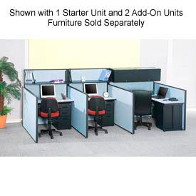 Global Industrial 240313BL Interion® Pre-Configured Office Cubicle, 4W x 4D x 60"H, Starter Kit, Blue image.