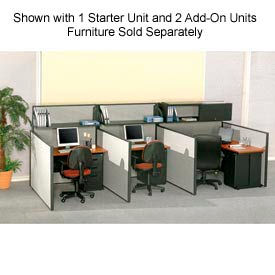 Global Industrial 240315GY Interion® Pre-Configured Office Cubicle, 5W x 4D x 60"H, Starter Kit, Gray image.