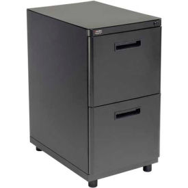 Global Industrial 248771 Interion® Traditional Pedestal File, 2 Drawers, 16"W x 20"D x 29"H, Black image.