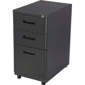 Global Industrial 248772 Interion® Pedestal Box File Cabinet, 3 Drawers, 16"W x 20"D x 29"H, Charcoal image.