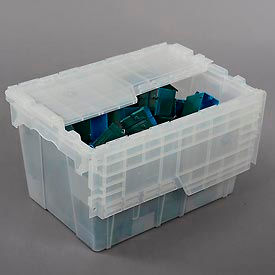 Lewis Bins FP182-Clear ORBIS Flipak® Attached Lid Container FP182 - 21-7/8 x 15-1/4 x 12-7/8, Clear image.