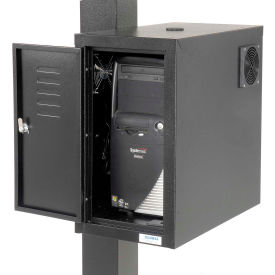 Global Industrial 249309ABK Global Industrial™ CPU Side Cabinet with Front/Rear Doors and 2 Exhaust Fans - Black image.
