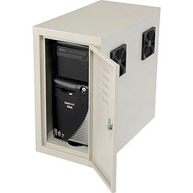 Global Industrial 249309ABG Global Industrial™ CPU Side Cabinet with Front/Rear Doors and 2 Exhaust Fans - Beige image.