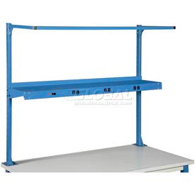 Global Industrial 249297ABL Global Industrial™ Steel Shelf W/ 6 Single Outlets, 96"W x 12"D, Blue image.