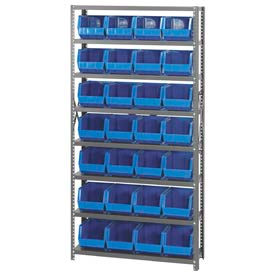 quantum qsbu-239 steel shelving with 48 giant stacking bins blue, 12x36x75 Quantum QSBU-239 Steel Shelving With 48 Giant Stacking Bins Blue, 12x36x75