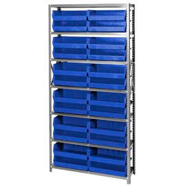 quantum qsbu-245 steel shelving with 24 giant stacking bins blue, 12x36x75 Quantum QSBU-245 Steel Shelving With 24 Giant Stacking Bins Blue, 12x36x75