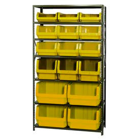 quantum msu-16-mix steel shelving with 16 magnum giant hopper bins yellow, 18x42x75 Quantum MSU-16-MIX Steel Shelving With 16 Magnum Giant Hopper Bins Yellow, 18x42x75