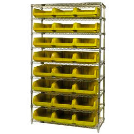 Quantum Storage Systems WR9-531YL Quantum WR9-531 Chrome Shelving With 24 Magnum Giant Hopper Bins Yellow, 18x42x74 image.