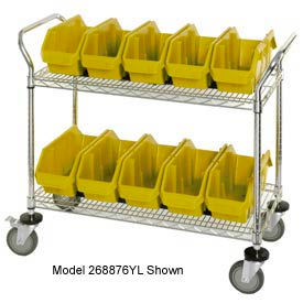 Quantum Storage Systems WRC3-1836-1265YL Quantum WRC3-1836-1265 Chrome Wire Mobile Cart With 15 QuickPick Double Open Bins Yellow 36"x18"x38" image.