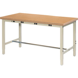 Global Industrial 60 x 30 Adjustable Height Workbench - Power Apron, Shop Top Square Edge Tan Global Industrial 60 x 30 Adjustable Height Workbench - Power Apron, Shop Top Square Edge Tan