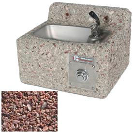 Concrete Outdoor Wall Mount Drinking Fountain, Freeze Resistant, Red Quartzite